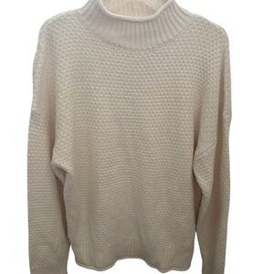 Zesica Women's Chunky Knit Turtleneck Sweater Ivory Size L